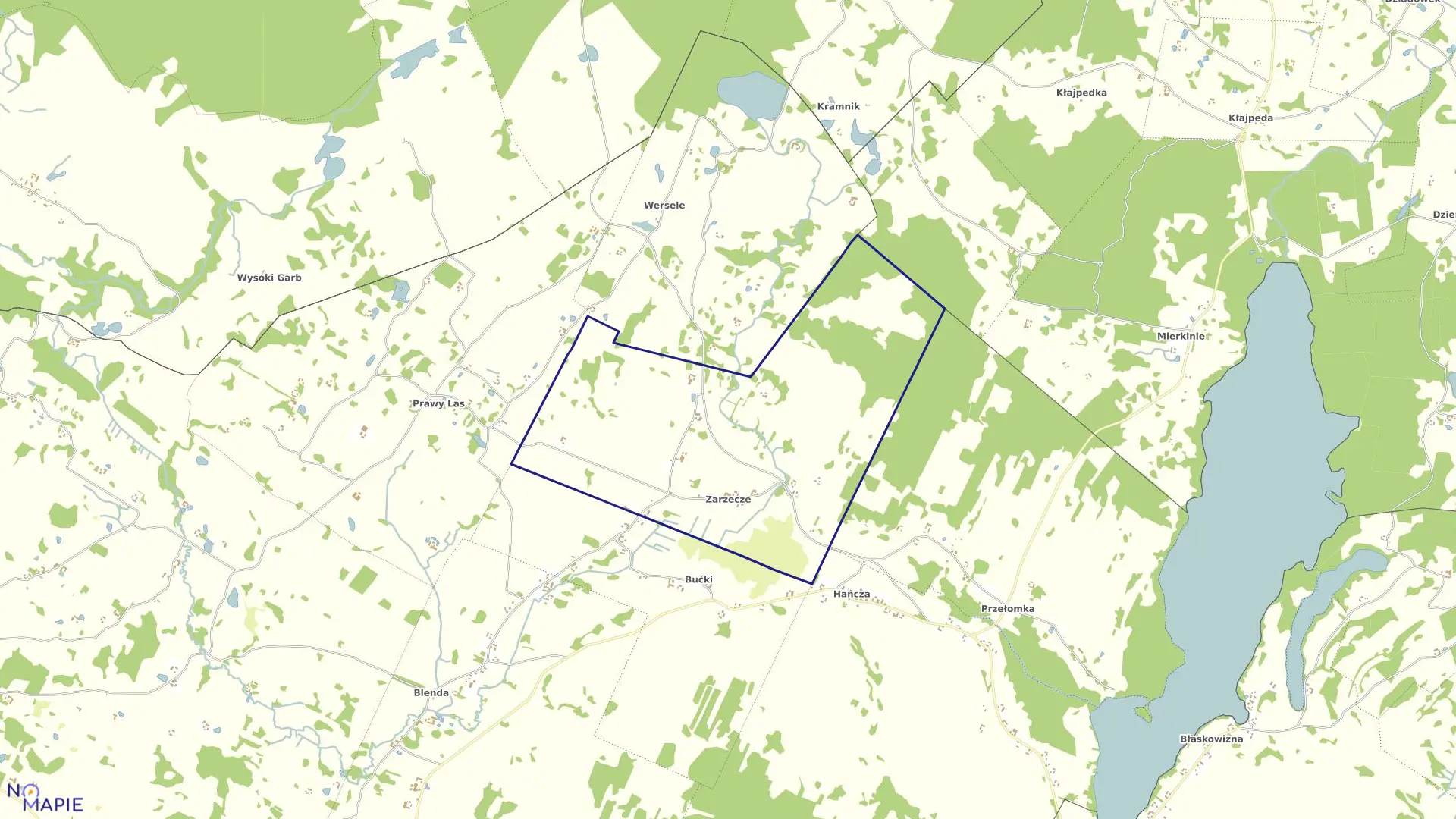 Mapa obrębu ZARZECZE w gminie Przerośl